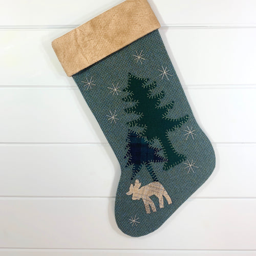 Woodland Moose Christmas Stocking