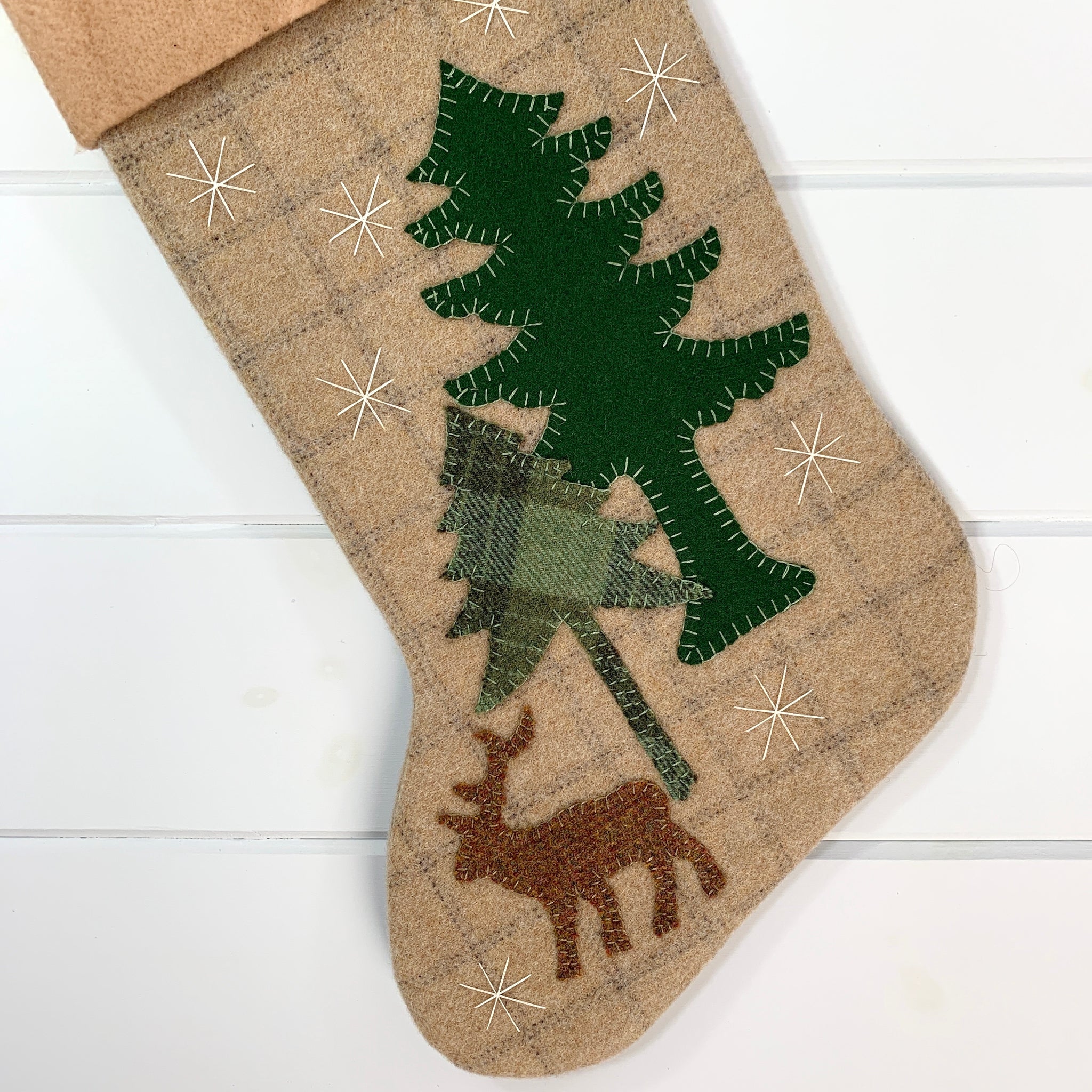 Stocking - Woodland Christmas hand-painted needlepoint stitching