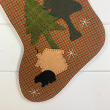 Woodland Cabin and Bear Christmas Stocking