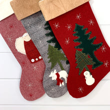 Snowman in the Pines Christmas Stocking