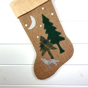Rustic Wolf Christmas Stocking