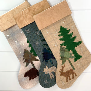 Woodland Moose Christmas Stocking