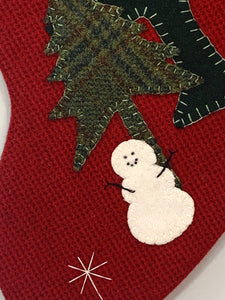 Snowman in the Pines Christmas Stocking