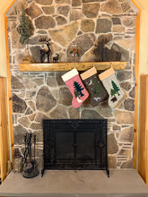 Woodland Cabin and Bear Christmas Stocking
