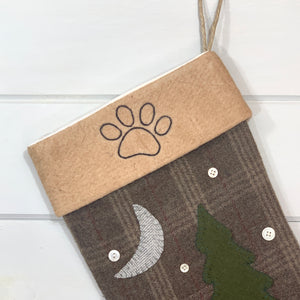 Paw Print Woodland Christmas Stocking