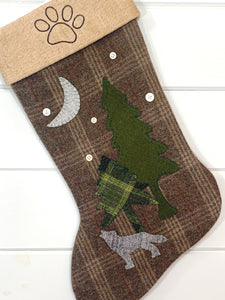 Paw Print Woodland Christmas Stocking