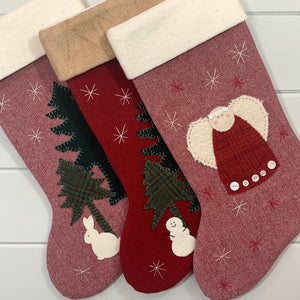 Snowman in the Pines Christmas Stocking