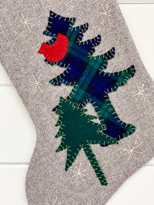 Cardinal in the Pines Christmas Stocking